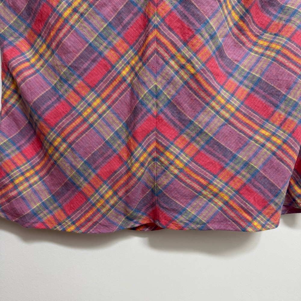 J. Crew Sunset Plaid Amber Linen Top - Picture 9 of 12